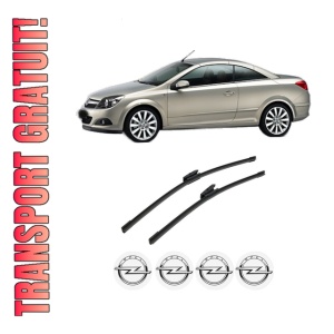 Set stergatoare auto OPEL ASTRA H TwinTop (A04) din 2005-2010, pentru parbriz auto, 2 bucati, Bosch Aerotwin Multi, din cauciuc siliconat rezistent, 4 Stickere Auto OPEL