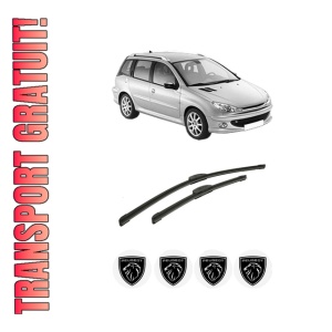 Set stergatoare auto PEUGEOT 206 SW (2E/K) din 2002-2008, pentru parbriz auto, 2 bucati, Bosch Aerotwin Retrofit, din cauciuc siliconat rezistent, 4 Stickere Auto PEUGEOT