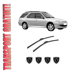 Set stergatoare auto PEUGEOT 306 Break (7E, N3, N5) din 1997-2002, pentru parbriz auto, 2 bucati, Bosch Aerotwin Retrofit, din cauciuc siliconat rezistent, 4 Stickere Auto PEUGEOT