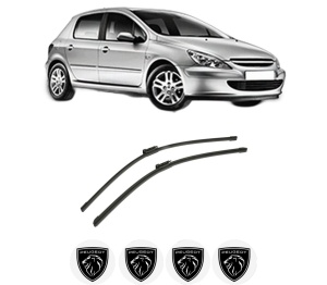 Set stergatoare auto PEUGEOT 307 (3A/C) din 2000-2012, pentru parbriz auto, 2 bucati, Bosch Aerotwin, din cauciuc siliconat rezistent, 4 Stickere Auto PEUGEOT - Img 2