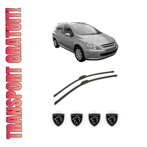 Set stergatoare auto PEUGEOT 307 SW Estate Van (3E_, 3H_) din 2003-2009, pentru parbriz auto, 2 bucati, Bosch Aerotwin Retrofit, din cauciuc siliconat rezistent, 4 Stickere Auto PEUGEOT