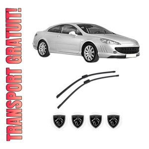 Set stergatoare auto PEUGEOT 407 Coupe (6C_) din 2005-2009, pentru parbriz auto, 2 bucati, Bosch Aerotwin, din cauciuc siliconat rezistent, 4 Stickere Auto PEUGEOT