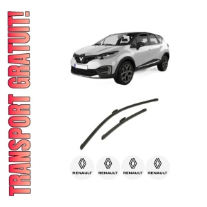 Set stergatoare auto RENAULT CAPTUR I (J5_, H5_) din 2013-2018, pentru parbriz auto, 2 bucati, Bosch Aerotwin, din cauciuc siliconat rezistent, 4 Stickere Auto RENAULT