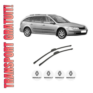 Set stergatoare auto RENAULT LAGUNA II Grandtour (KG0/1_) din 2001-2007, pentru parbriz auto, 2 bucati, Bosch Aerotwin Retrofit, din cauciuc siliconat rezistent, 4 Stickere Auto RENAULT