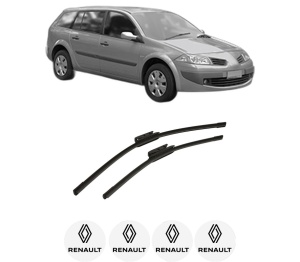 Set stergatoare auto RENAULT MEGANE II Estate Van (KM_) din 2003-2009, pentru parbriz auto, 2 bucati, Bosch Aerotwin, din cauciuc siliconat rezistent, 4 Stickere Auto RENAULT - Img 2