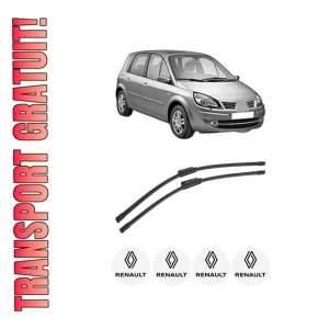 Set stergatoare auto RENAULT SCENIC III (JZ0/1_) din 2008-2016, pentru parbriz auto, 2 bucati, Bosch Aerotwin, din cauciuc siliconat rezistent, 4 Stickere Auto RENAULT