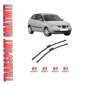 Set stergatoare auto SEAT IBIZA III (6L1) din 2002-2009, pentru parbriz auto, 2 bucati, Bosch Aerotwin, din cauciuc siliconat rezistent, 4 Stickere Auto SEAT
