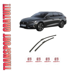 Set stergatoare auto SEAT LEON Sportstourer (KL8, KLD) din 2020-2021, pentru parbriz auto, 2 bucati, Bosch Aerotwin, din cauciuc siliconat rezistent, 4 Stickere Auto SEAT