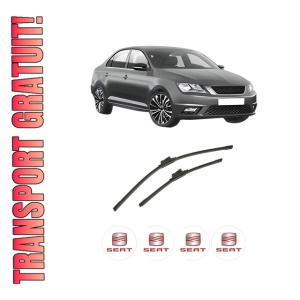 Set stergatoare auto SEAT TOLEDO IV (KG3) din 2012-2019, pentru parbriz auto, 2 bucati, Bosch Aerotwin, din cauciuc siliconat rezistent, 4 Stickere Auto SEAT