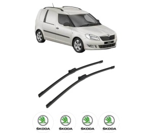 Set stergatoare auto SKODA FABIA II Praktik (545) din 2013-2014, pentru parbriz auto, 2 bucati, Bosch Aerotwin, din cauciuc siliconat rezistent, 4 Stickere Auto SKODA - Img 2