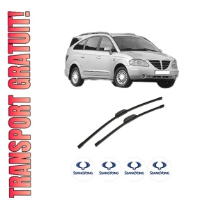 Set stergatoare auto SSANGYONG RODIUS I din 2005-2007, pentru parbriz auto, 2 bucati, Bosch Aerotwin Retrofit, din cauciuc siliconat rezistent, 4 Stickere Auto SSANGYONG