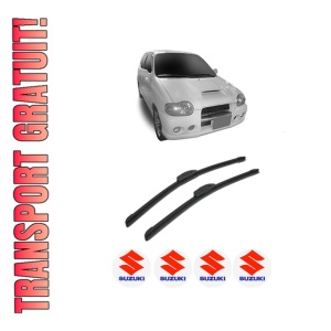 Set stergatoare auto SUZUKI ALTO V (HA12_, HA23_, HA22_) din 2000-2002, pentru parbriz auto, 2 bucati, Bosch Aerotwin Retrofit, din cauciuc siliconat rezistent, 4 Stickere Auto SUZUKI