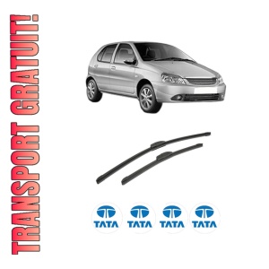 Set stergatoare auto TATA INDICA din 1998-2008, pentru parbriz auto, 2 bucati, Bosch Aerotwin Retrofit, din cauciuc siliconat rezistent, 4 Stickere Auto TATA