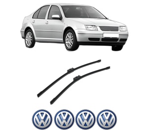 Set stergatoare auto Volkswagen BORA I (1J2) din 1998-2013, pentru parbriz auto, 2 bucati, Bosch Aerotwin, din cauciuc siliconat rezistent, 4 Stickere Auto Volkswagen - Img 2