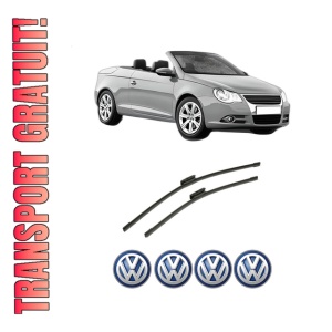 Set stergatoare auto Volkswagen EOS (1F7, 1F8) din 2006-2015, pentru parbriz auto, 2 bucati, Bosch Aerotwin Multi, din cauciuc siliconat rezistent, 4 Stickere Auto Volkswagen