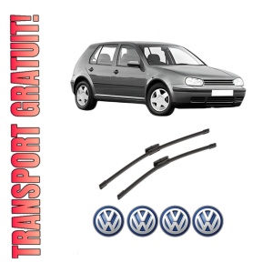 Set stergatoare auto Volkswagen GOLF IV (1J1) din 1997-2005, pentru parbriz auto, 2 bucati, Bosch Aerotwin Multi, din cauciuc siliconat rezistent, 4 Stickere Auto Volkswagen