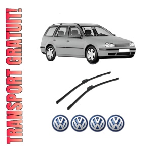 Set stergatoare auto Volkswagen GOLF IV Variant (1J5) din 1999-2006, pentru parbriz auto, 2 bucati, Bosch Aerotwin, din cauciuc siliconat rezistent, 4 Stickere Auto Volkswagen