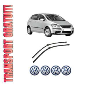 Set stergatoare auto Volkswagen GOLF PLUS V (5M1, 521) din 2004-2013, pentru parbriz auto, 2 bucati, Bosch Aerotwin, din cauciuc siliconat rezistent, 4 Stickere Auto Volkswagen