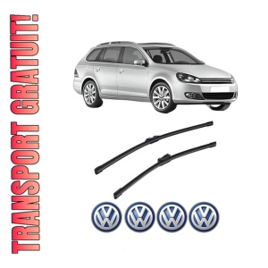 Set stergatoare auto Volkswagen GOLF VI Variant (AJ5) din 2009-2013, pentru parbriz auto, 2 bucati, Bosch Aerotwin, din cauciuc siliconat rezistent, 4 Stickere Auto Volkswagen