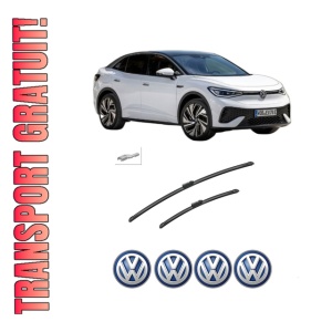 Set stergatoare auto Volkswagen ID.5 (E39) din 2021-2023, pentru parbriz auto, 2 bucati, Bosch Aerotwin, din cauciuc siliconat rezistent, 4 Stickere Auto Volkswagen
