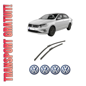 Set stergatoare auto Volkswagen JETTA IV (162, 163, AV3, AV2) din 2010-2018, pentru parbriz auto, 2 bucati, Bosch Aerotwin, din cauciuc siliconat rezistent, 4 Stickere Auto Volkswagen