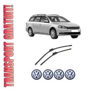 Set stergatoare auto Volkswagen PASSAT B7 Variant (365) din 2010-2015, pentru parbriz auto, 2 bucati, Bosch Aerotwin, din cauciuc siliconat rezistent, 4 Stickere Auto Volkswagen
