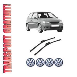 Set stergatoare auto Volkswagen POLO (6N2) din 1999-2001, pentru parbriz auto, 2 bucati, Bosch Aerotwin Retrofit, din cauciuc siliconat rezistent, 4 Stickere Auto Volkswagen