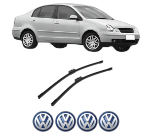 Set stergatoare auto Volkswagen POLO IV Saloon (9A4, 9A2, 9N2, 9A6) din 2002-2012, pentru parbriz auto, 2 bucati, Bosch Aerotwin, din cauciuc siliconat rezistent, 4 Stickere Auto Volkswagen - Img 2