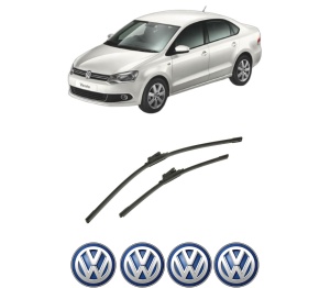 Set stergatoare auto Volkswagen POLO V Saloon (602, 604, 612, 614) din 2010-2022, pentru parbriz auto, 2 bucati, Bosch Aerotwin, din cauciuc siliconat rezistent, 4 Stickere Auto Volkswagen - Img 2