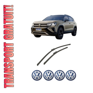 Set stergatoare auto Volkswagen TAOS (CL1, CP1, CQ1) din 2020-2021, pentru parbriz auto, 2 bucati, Bosch Aerotwin, din cauciuc siliconat rezistent, 4 Stickere Auto Volkswagen