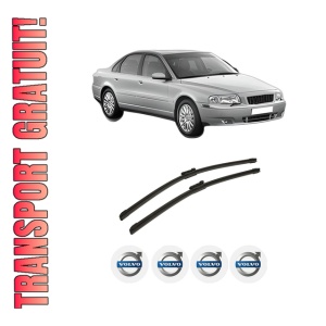 Set stergatoare auto VOLVO S80 I (184) din 1998-2006, pentru parbriz auto, 2 bucati, Bosch Aerotwin, din cauciuc siliconat rezistent, 4 Stickere Auto VOLVO