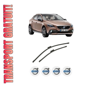 Set stergatoare auto VOLVO V40 Cross Country (526) din 2012-2019, pentru parbriz auto, 2 bucati, Bosch Aerotwin, din cauciuc siliconat rezistent, 4 Stickere Auto VOLVO