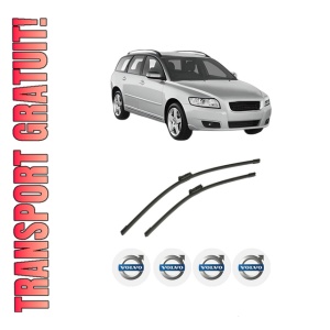 Set stergatoare auto VOLVO V50 (545) din 2003-2012, pentru parbriz auto, 2 bucati, Bosch Aerotwin, din cauciuc siliconat rezistent, 4 Stickere Auto VOLVO