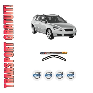 Set stergatoare auto VOLVO V50 (545) din 2003-2012, pentru parbriz auto, 2 bucati, Bosch Aerotwin, din cauciuc siliconat rezistent, 4 Stickere Auto VOLVO