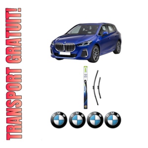 Set stergatoare BMW Seria 2 Active Tourer (U06) din 2021-2022, pentru parbriz auto, 2 bucati, Valeo Silencio, din cauciuc siliconat rezistent, 4 Stickere Auto BMW Seria