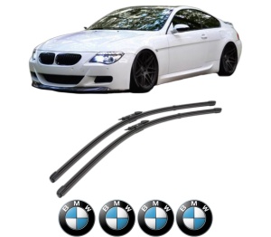 Set stergatoare BMW Seria 6 Convertible (E64) din 2004-2010, pentru parbriz auto, 2 bucati, Valeo Silencio Xtrm, din cauciuc siliconat rezistent, 4 Stickere Auto BMW Seria v40536