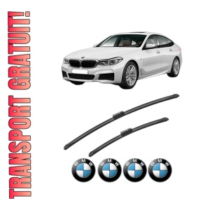 Set stergatoare BMW Seria 6 Gran Turismo (G32) din 2017-2020, pentru parbriz auto, 2 bucati, Bosch Aerotwin, din cauciuc siliconat rezistent, 4 Stickere Auto BMW Seria