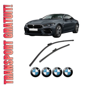 Set stergatoare BMW Seria 8 Gran Coupe (G16, F93) din 2019-2020, pentru parbriz auto, 2 bucati, Valeo Silencio Xtrm, din cauciuc siliconat rezistent, 4 Stickere Auto BMW Seria
