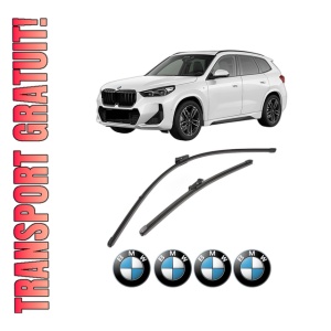 Set stergatoare BMW Seria X1 (U11) din 2022-2024, pentru parbriz auto, 2 bucati, Valeo Silencio Xtrm, din cauciuc siliconat rezistent, 4 Stickere Auto BMW Seria