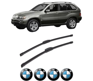 Set stergatoare BMW Seria X5 (E53) din 2000-2004, pentru parbriz auto, 2 bucati, Bosch Aerotwin Retrofit, din cauciuc siliconat rezistent, 4 Stickere Auto BMW Seria v41141