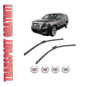 Set stergatoare CADILLAC ESCALADE din 1998-2020, pentru parbriz auto, 2 bucati, Valeo Silencio Xtrm, din cauciuc siliconat rezistent, 4 Stickere Auto CADILLAC