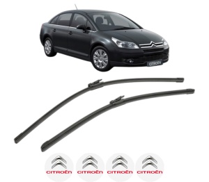 Set stergatoare CITROEN C4 I Saloon din 2006-2011, pentru parbriz auto, 2 bucati, Bosch Aerotwin, din cauciuc siliconat rezistent, 4 Stickere Auto CITROEN v43181