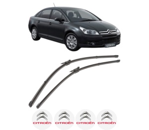 Set stergatoare CITROEN C4 I Saloon din 2006-2011, pentru parbriz auto, 2 bucati, Valeo Silencio Xtrm, din cauciuc siliconat rezistent, 4 Stickere Auto CITROEN v40356