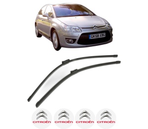 Set stergatoare CITROEN C4 II (NC_) din 2009-2018, pentru parbriz auto, 2 bucati, Bosch Aerotwin, din cauciuc siliconat rezistent, 4 Stickere Auto CITROEN v55971
