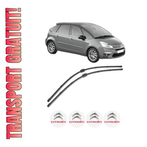 Set stergatoare CITROEN C4 PICASSO I MPV (UD_) din 2006-2013, pentru parbriz auto, 2 bucati, Valeo Silencio Xtrm, din cauciuc siliconat rezistent, 4 Stickere Auto CITROEN