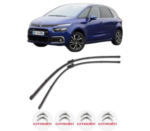 Set stergatoare CITROEN C4 PICASSO II din 2013-2018, pentru parbriz auto, 2 bucati, Valeo Silencio, din cauciuc siliconat rezistent, 4 Stickere Auto CITROEN v35496