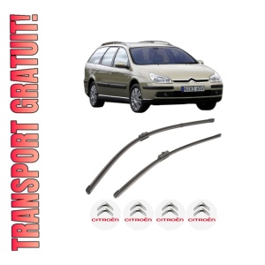 Set stergatoare CITROEN C5 II Estate Van (RE_) din 2004-2008, pentru parbriz auto, 2 bucati, Valeo Silencio Xtrm, din cauciuc siliconat rezistent, 4 Stickere Auto CITROEN