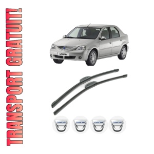 Set stergatoare DACIA LOGAN (LS_) din 2004-2012, pentru parbriz auto, 2 bucati, Bosch Aerotwin Retrofit, din cauciuc siliconat rezistent, 4 Stickere Auto DACIA