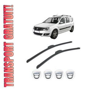 Set stergatoare DACIA LOGAN MCV II din 2013-2019, pentru parbriz auto, 2 bucati, Bosch Aerotwin Retrofit, din cauciuc siliconat rezistent, 4 Stickere Auto DACIA