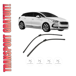 Set stergatoare DS DS 5 (KF_) din 2015-2018, pentru parbriz auto, 2 bucati, Valeo Silencio Xtrm, din cauciuc siliconat rezistent, 4 Stickere Auto DS